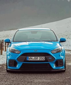 Blue Ford Focus Snowy Scene Paint By Numbers
