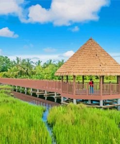 Boardwalk Hut Marsh Landscape Paint By Numbers