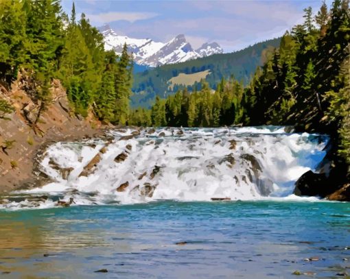 Bow-Falls-Landscape-paint-by-numbers
