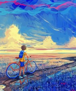 Boy Riding a Bike Paint By Numbers