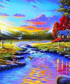 Golden Sunset Landscape Paint By Numbers