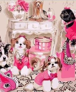 Pink Dogs Paint By Numbers