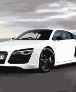 White Audi R8 Sports Car Paint By Numbers