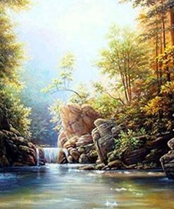 Summer Waterfall Nature Paint By Numbers