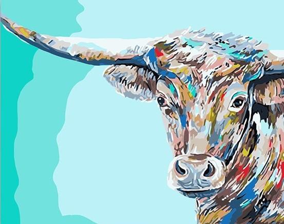 finalizing the Colorful Cow Animals Paint By Numbers artwork