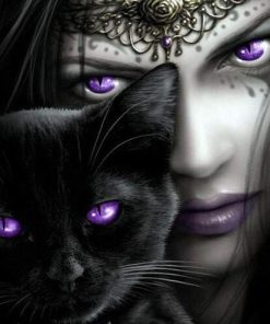 Witch and Black Cat Paint By Numbers