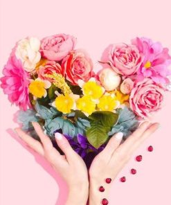Rainbow Floral Heart Paint By Numbers