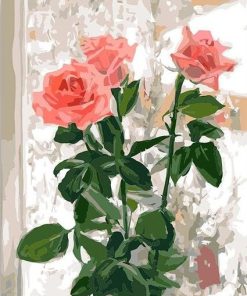 Pink Rose Floral Paint By Numbers