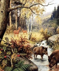 Wild Animals Deer and Pigs Paint By Numbers