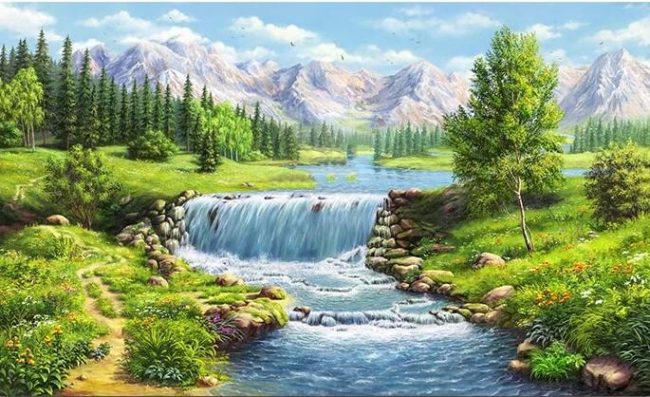 River Landscape Scene Paint By Numbers