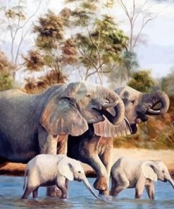 Elephant Family Wildlife Paint By Numbers