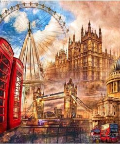 Red Bus London Buildings Paint By Numbers