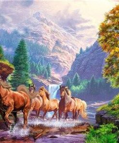 Wild Horses Along the River Paint By Numbers