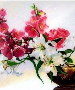 Rose and White Lily Flower Art Paint By Numbers