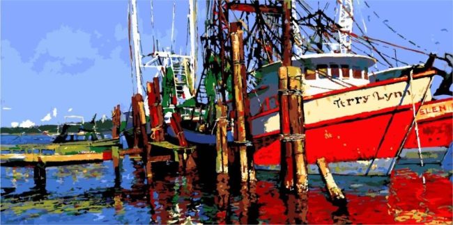 Seascape Fishing Boat Paint By Numbers