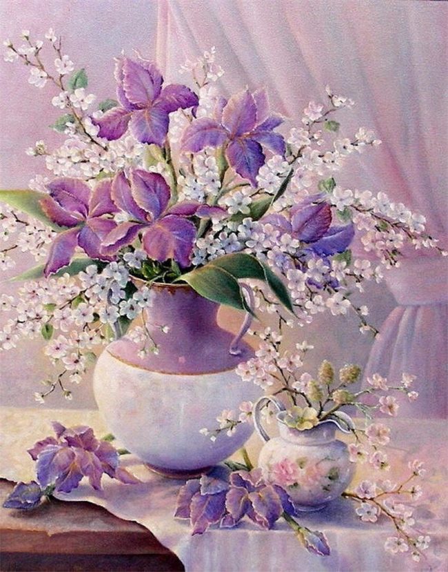 Purple Romantic Flower Art Paint By Numbers