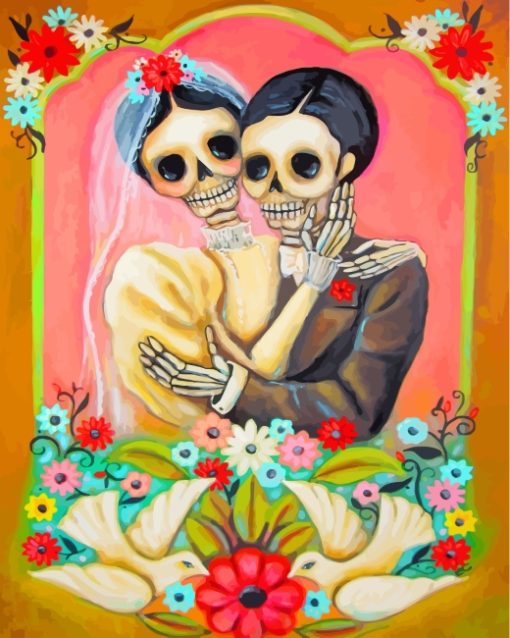 Bride-And-Groom-Skull-paint-by-numbers