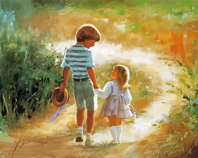 Finalizing Brother and Little Sister Paint By Numbers Artwork