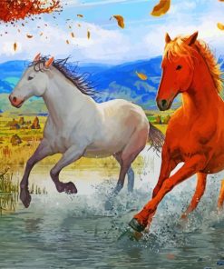 Brown Horses and White Horses Paint By Numbers