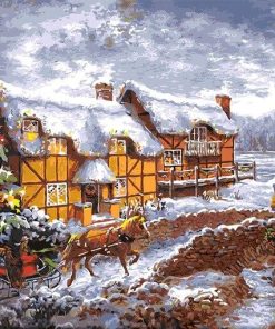Vintage Christmas Sleigh Paint By Numbers