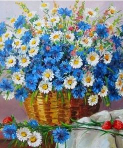 Blue Chamomile Floral Paint By Numbers