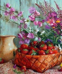 Strawberries Basket Bloom Paint By Numbers