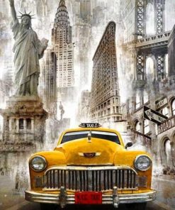 NYC Taxis and Buildings Paint By Numbers