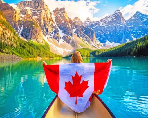 Canada-flag-in-banff-national-park-paint-by-numbers