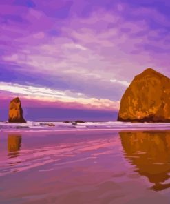 Cannon Beach Sunrise Scene Paint By Numbers