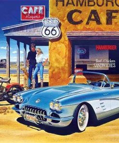 Vintage Road 66 Car Paint By Numbers