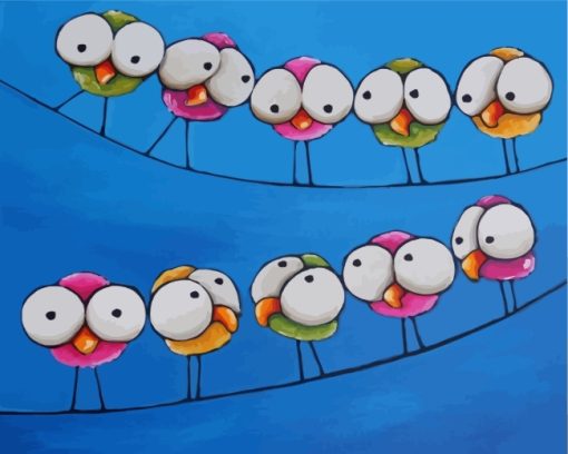 Cartoon-Birds-On-Wire-paint-by-numbers