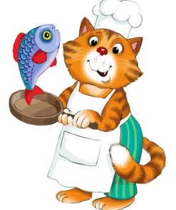 Cartoon Cat Chef Paint By Numbers