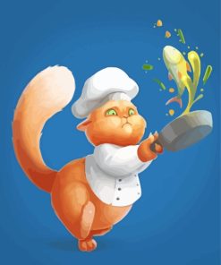 Chef Cat Cartoon Paint By Numbers