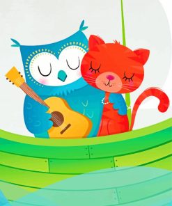 The Owl and the Pussycat Cartoon Paint By Numbers
