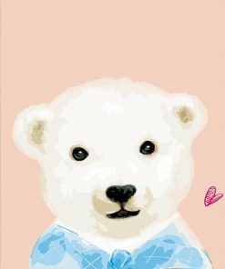 White Cartoon Bear Paint By Numbers