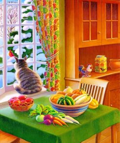 Cozy Cat by the Window Paint By Numbers