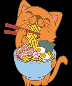 Cat Ramen Noodles Paint By Numbers