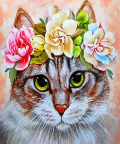 Kitten With Flowers Paint By Numbers