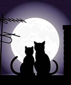 Cat and Moon Silhouette Paint By Numbers