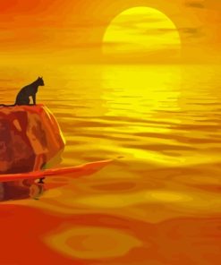 Cat Silhouette in Sunset Paint By Numbers