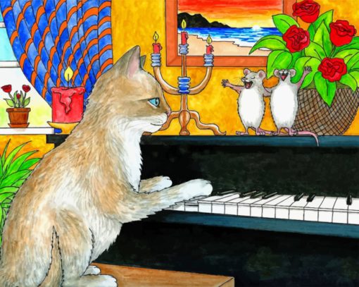 Cat-playing-Piano-paint-by-number