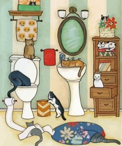 Kitten Bathroom Art Paint By Numbers