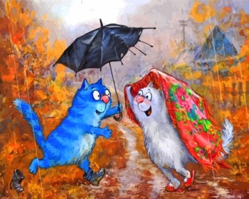 Cats-In-Rain-paint-by-numbers