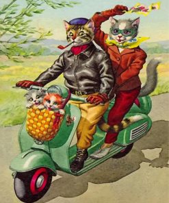 Cats Riding Motorcycles Paint By Numbers