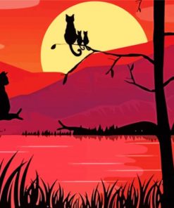 Cat Silhouette Artwork Paint By Numbers