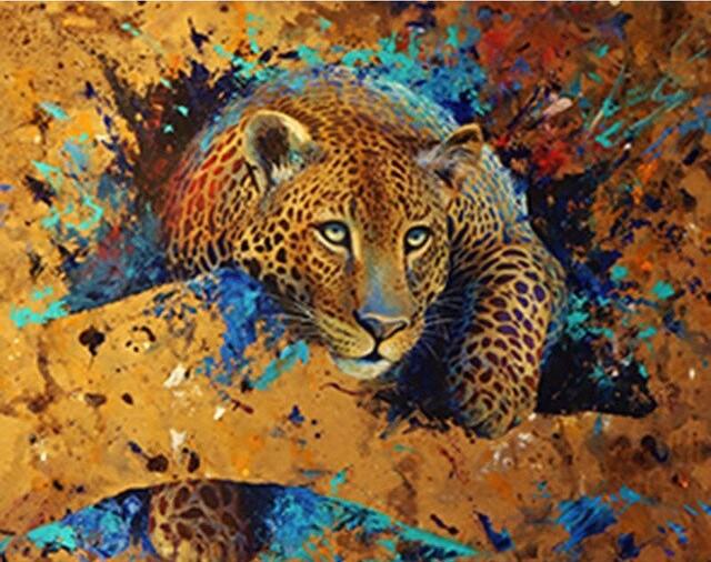 finalizing the Leopard Wild Animals Paint By Numbers artwork