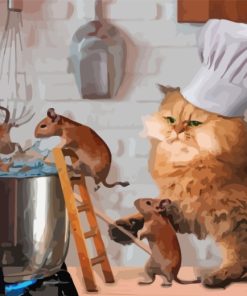 Chef Cat and Mice Fun Paint By Numbers
