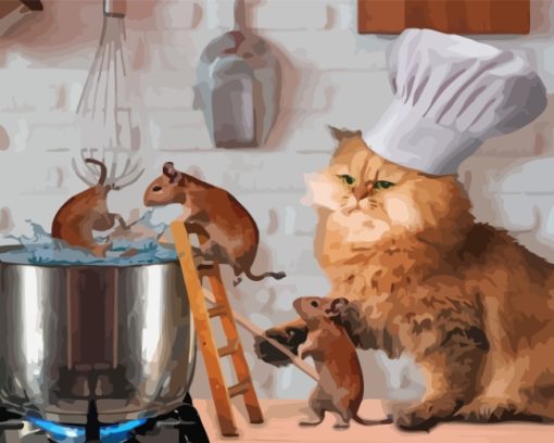 Chef-Cat-And-Mice-paint-by-numbers