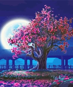 Pink Moonlit Forest Paint By Numbers