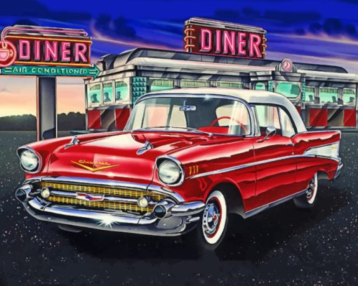 Chevy-bel-air-Diner-paint-by-number